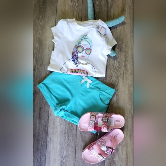 NEW Girls Tommy Bahama teal pull on knit shorts with front pockets in Sz.10/12 - Picture 1 of 6